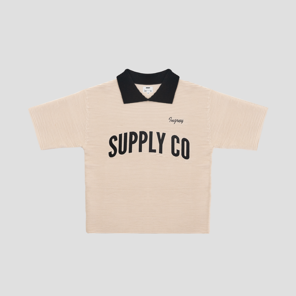 Ribbed Knit T-Shirt Beige