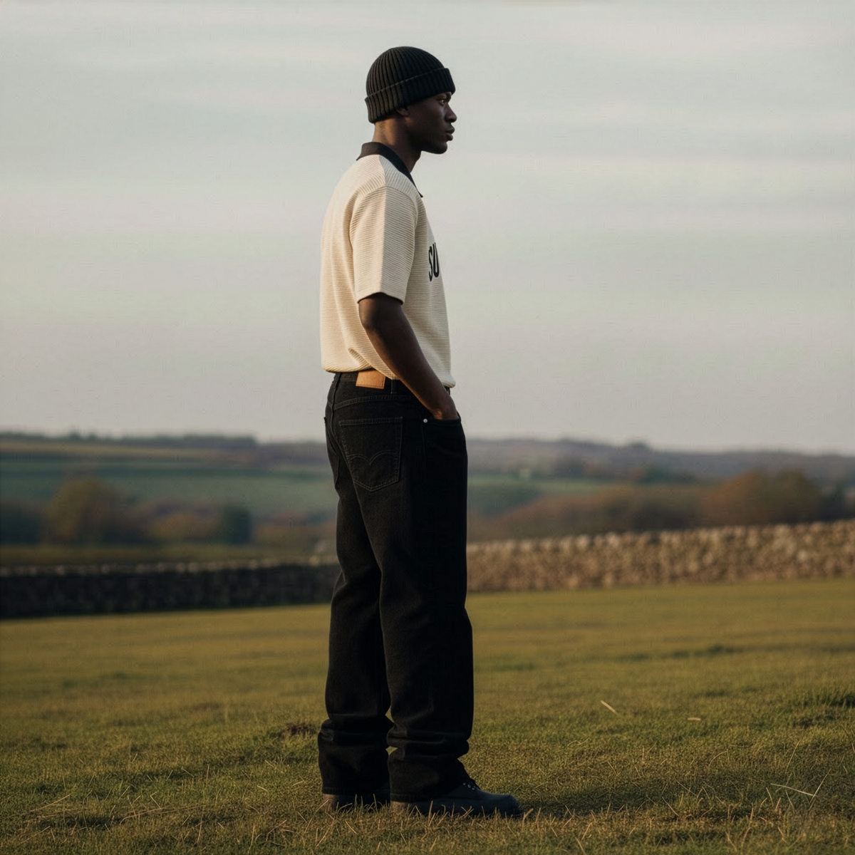 Ribbed Knit T-Shirt Beige