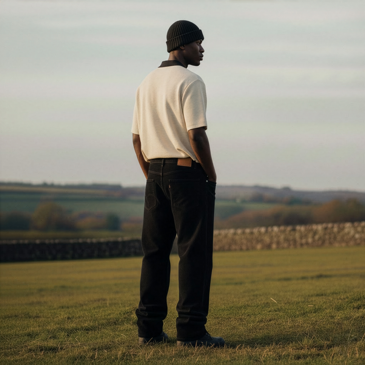 Ribbed Knit T-Shirt Beige