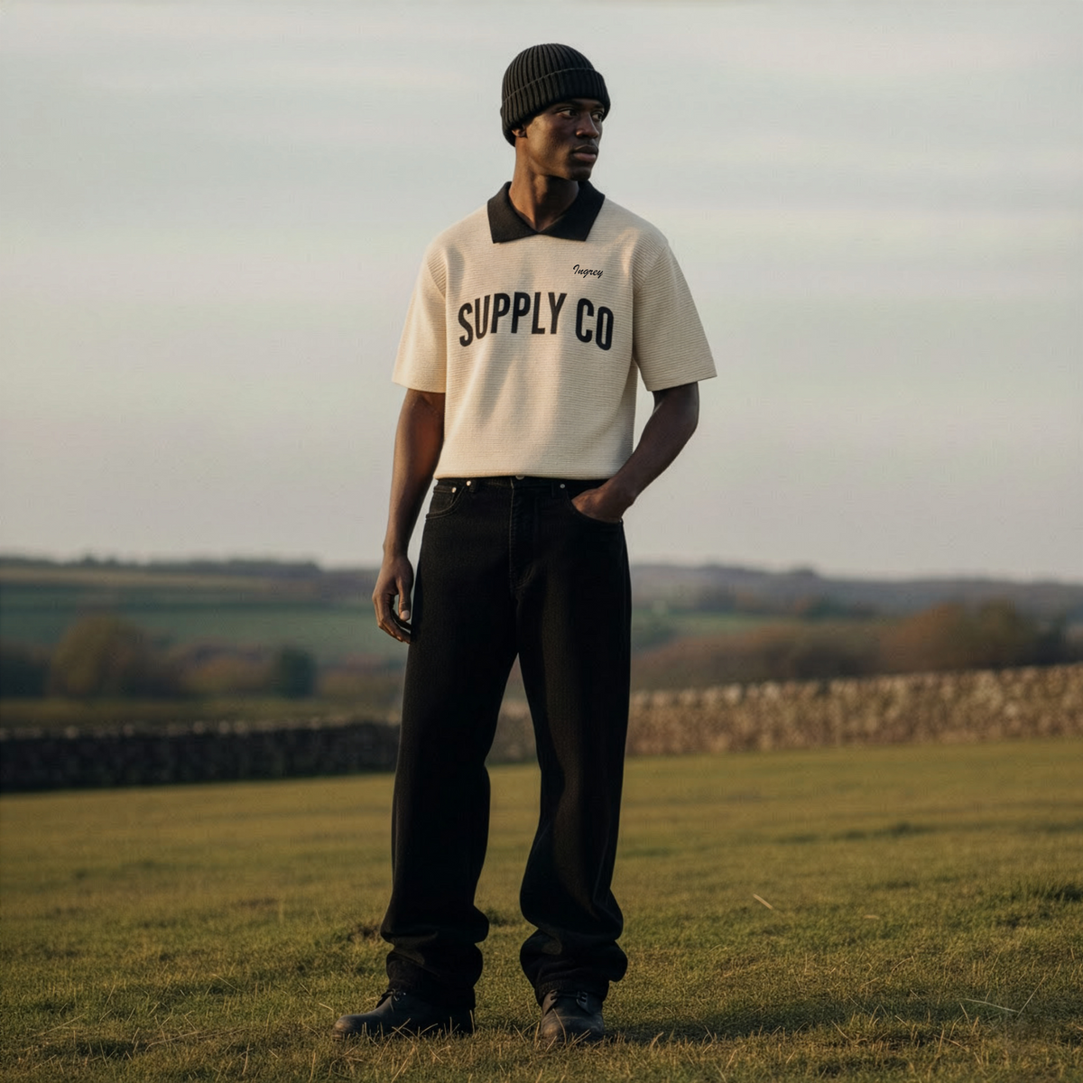 Ribbed Knit T-Shirt Beige