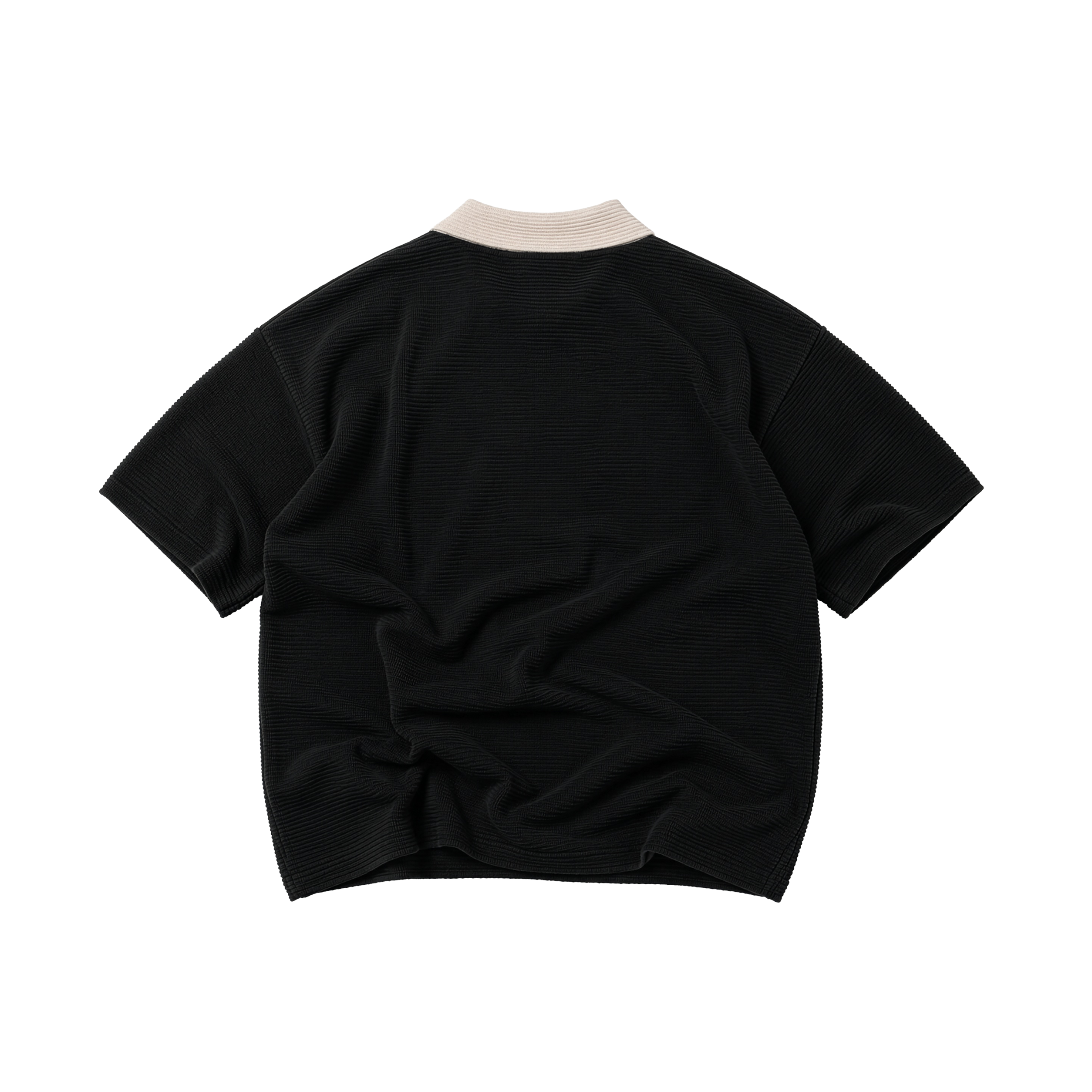 Ribbed Knit T-Shirt Black back product shot